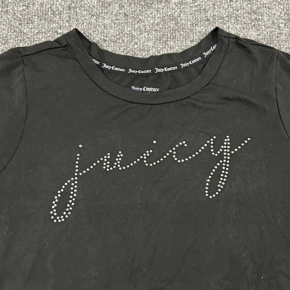 Juicy Couture Sleep Shirt Womens Size M Black Rhinestone Logo Stretch Pajama Top